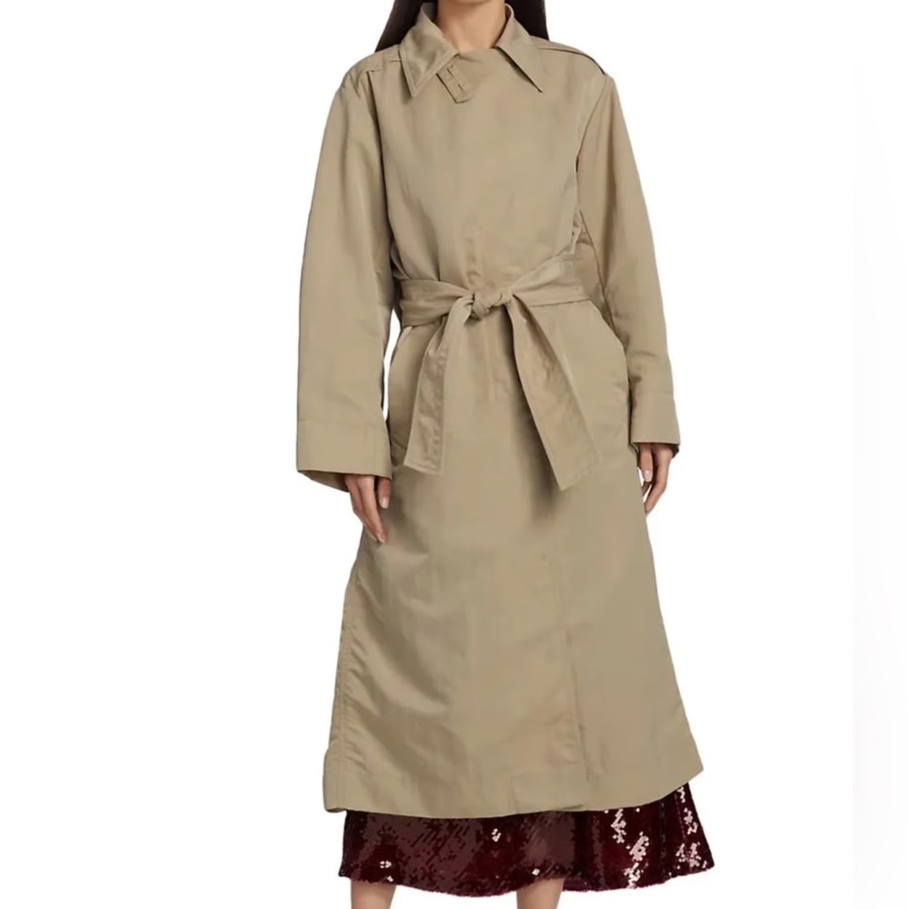 VINCE Midi Duster Trench Coat in Smokey Quartz Khaki NWT $645